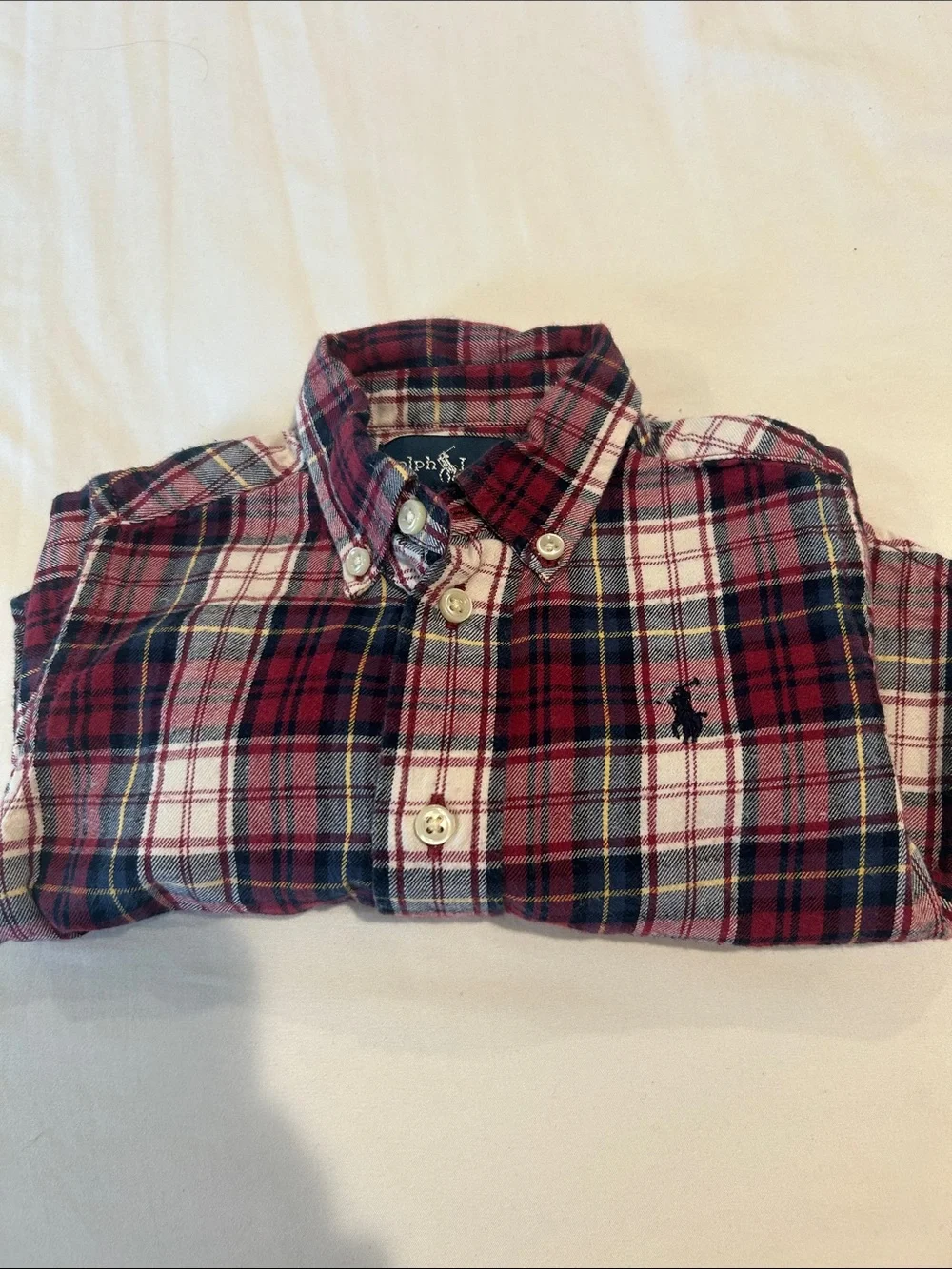 Ralph Lauren Toddler Red Navy White Plaid Button-Down Shirt